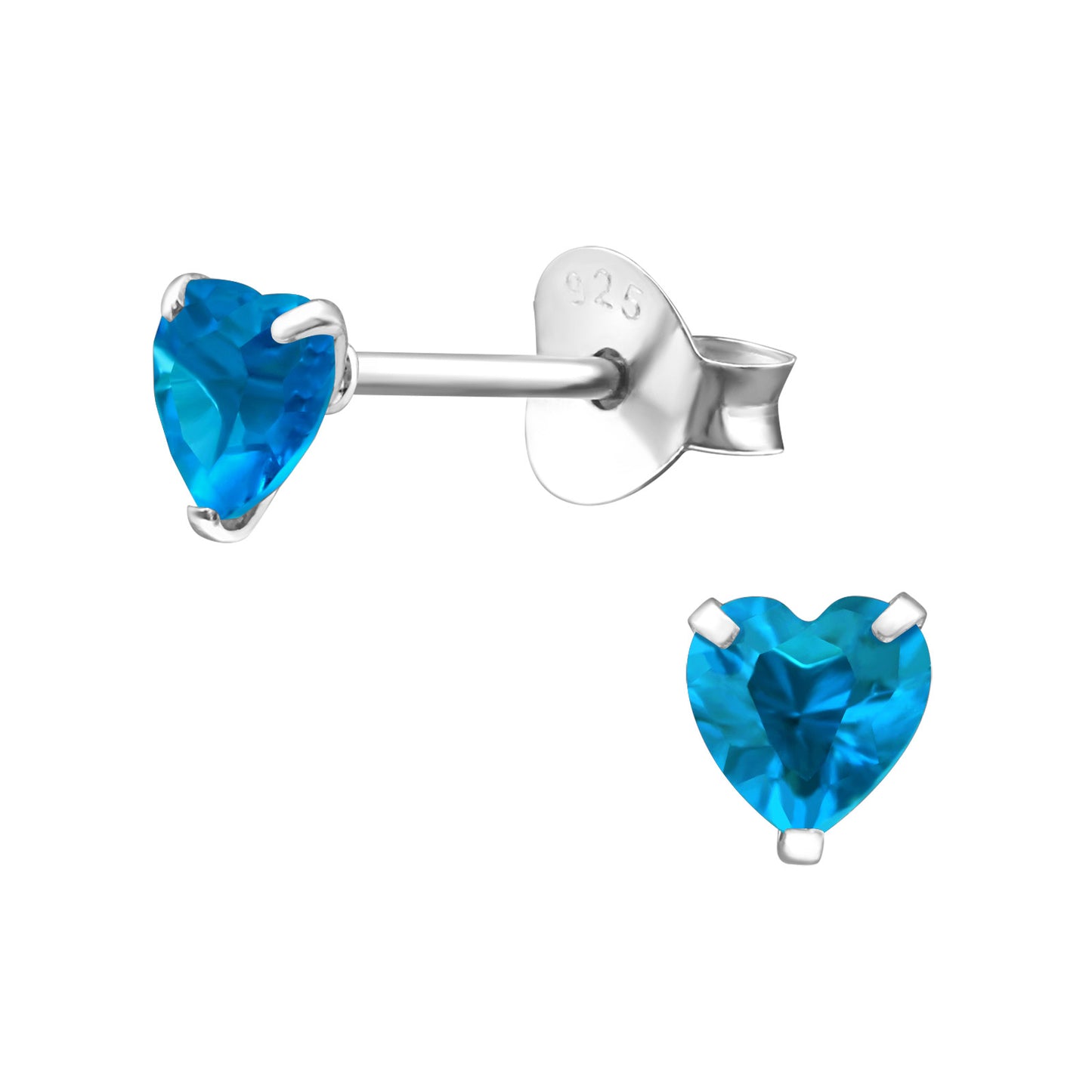 Ohrringe Herz Kristalle 925 Silber blau