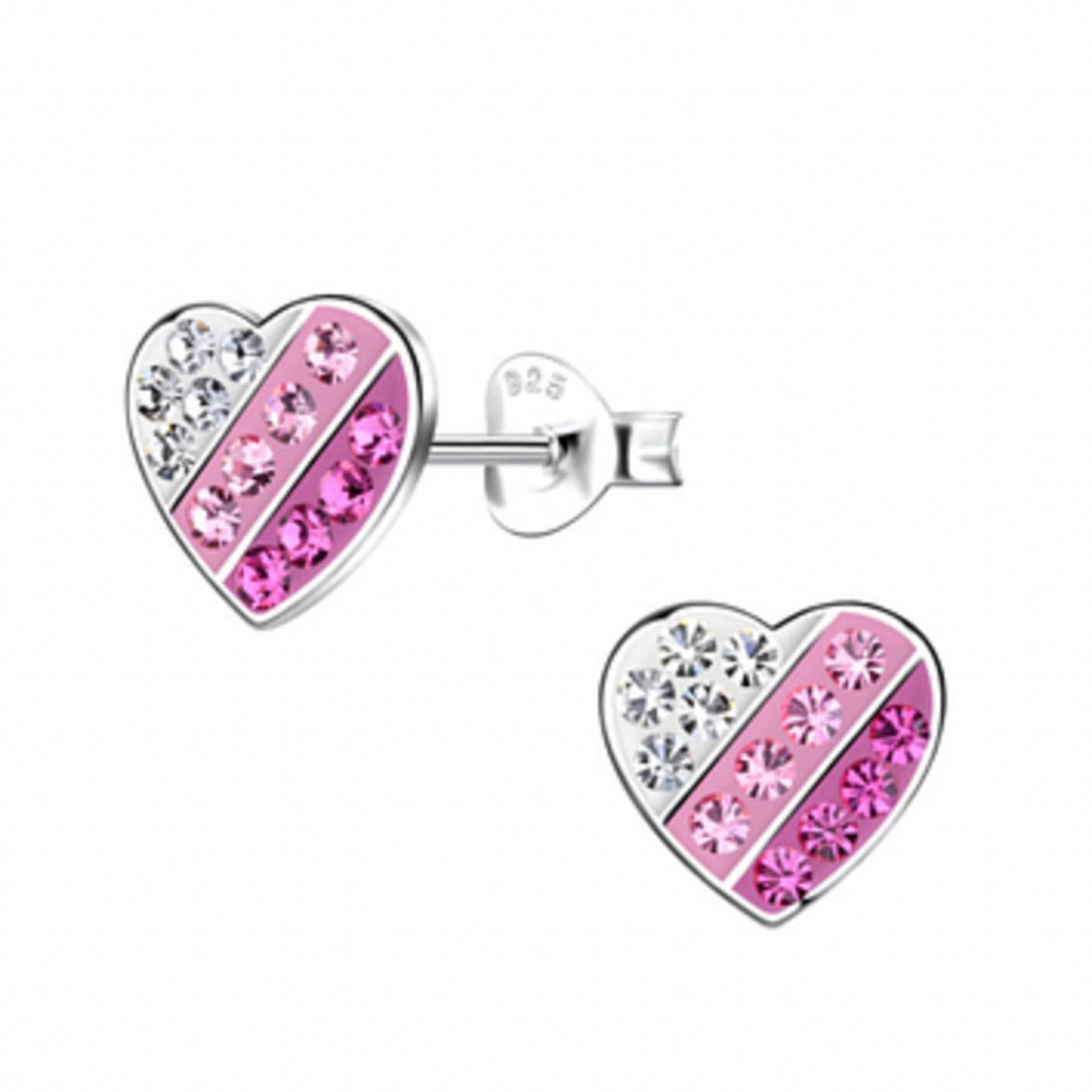 Ohrringe Herz Kristalle 925 Silber pinkklar