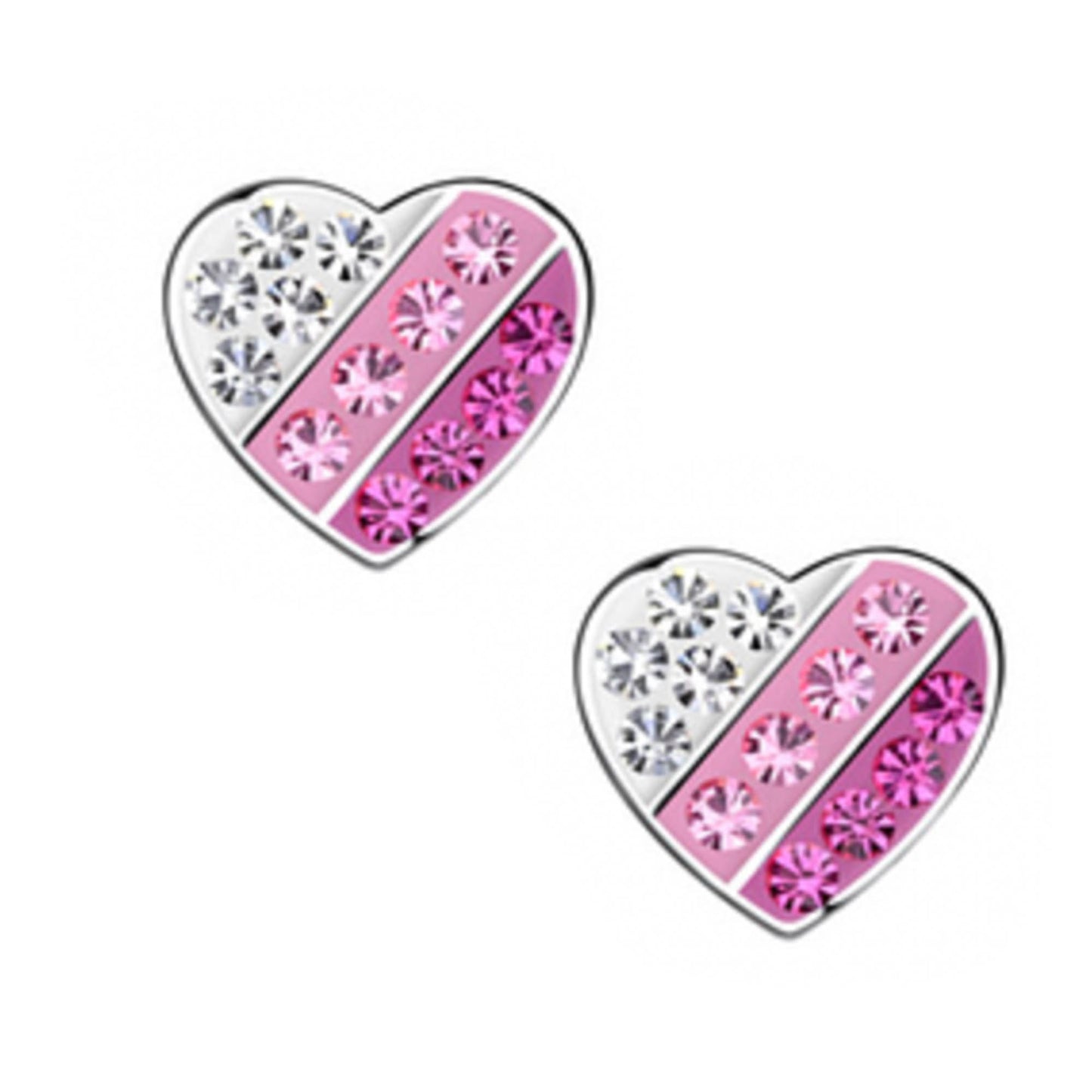 Ohrringe Herz Kristalle 925 Silber pinkklar