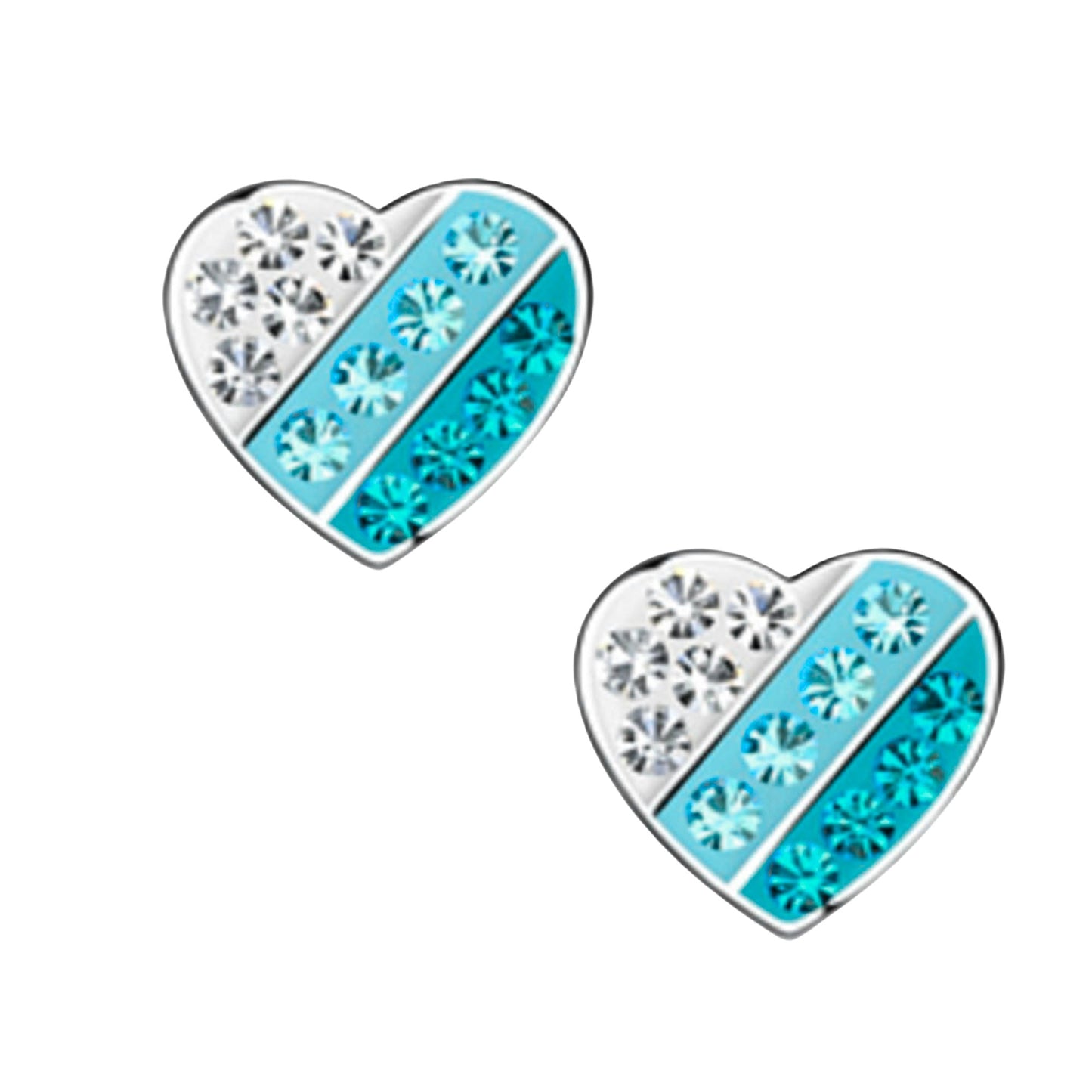 Ohrringe Herz 925 Silber Kristalle blau Töne