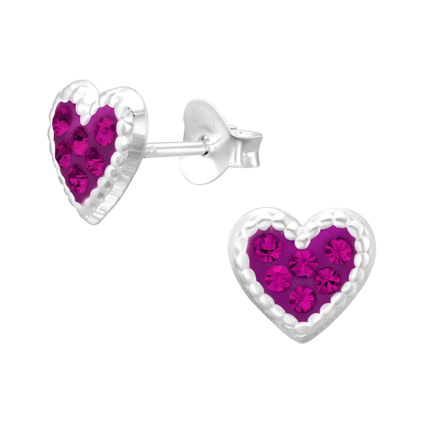 Ohrringe Herz Kristalle 925 Silber pink