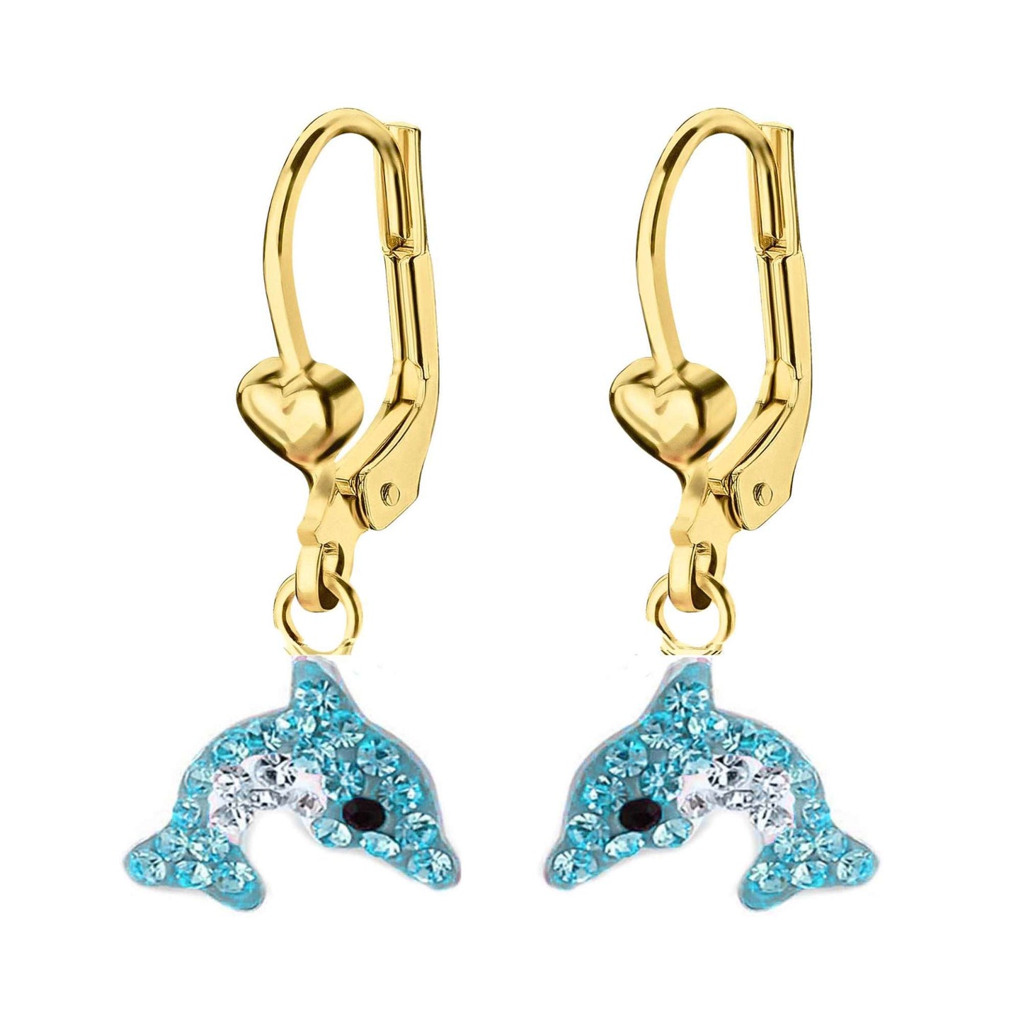 Kinder Ohrringe blauer Delfin 925 Silber vergoldet