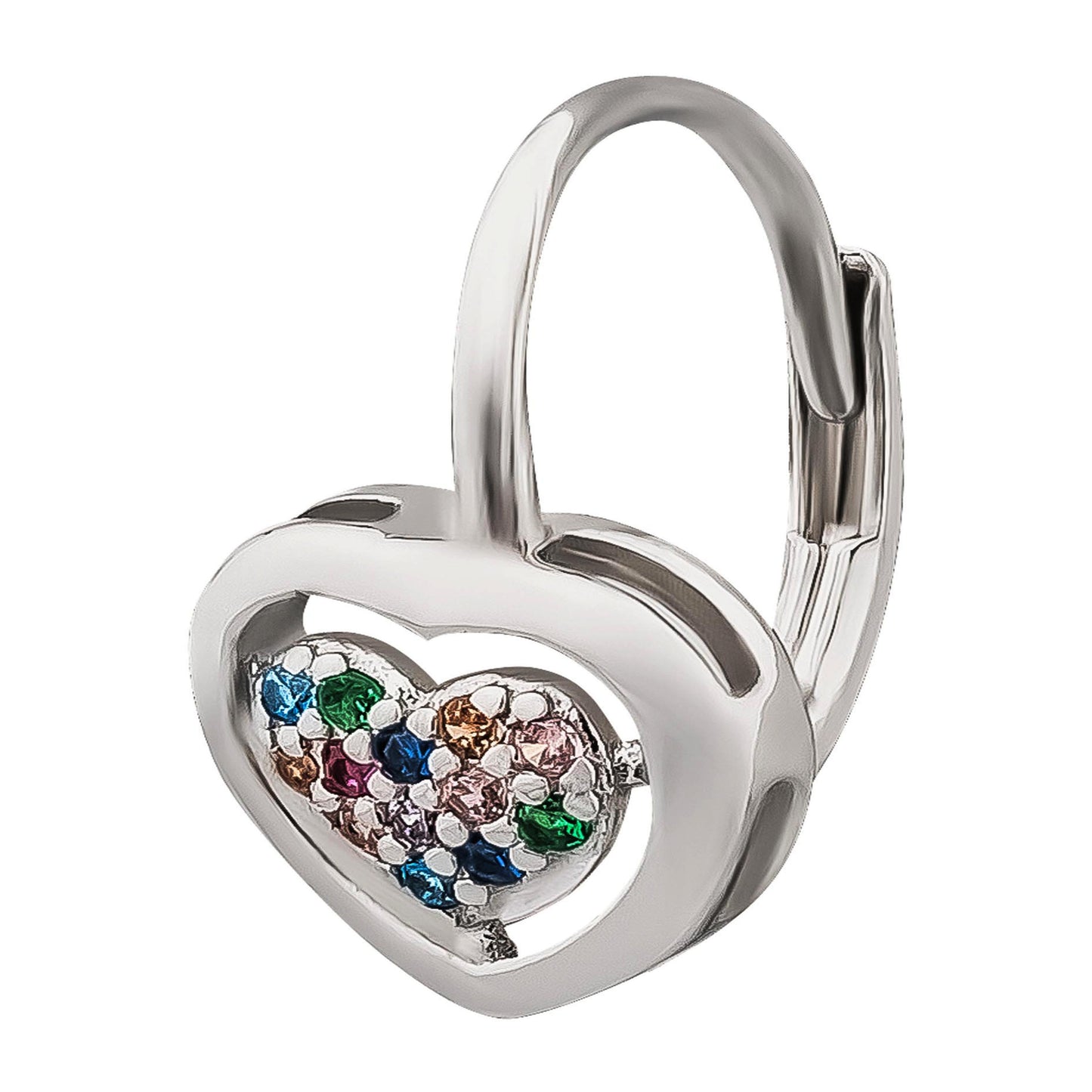 Ohrringe Ohrhänger Herz 925 Silber bunte Zirkonia