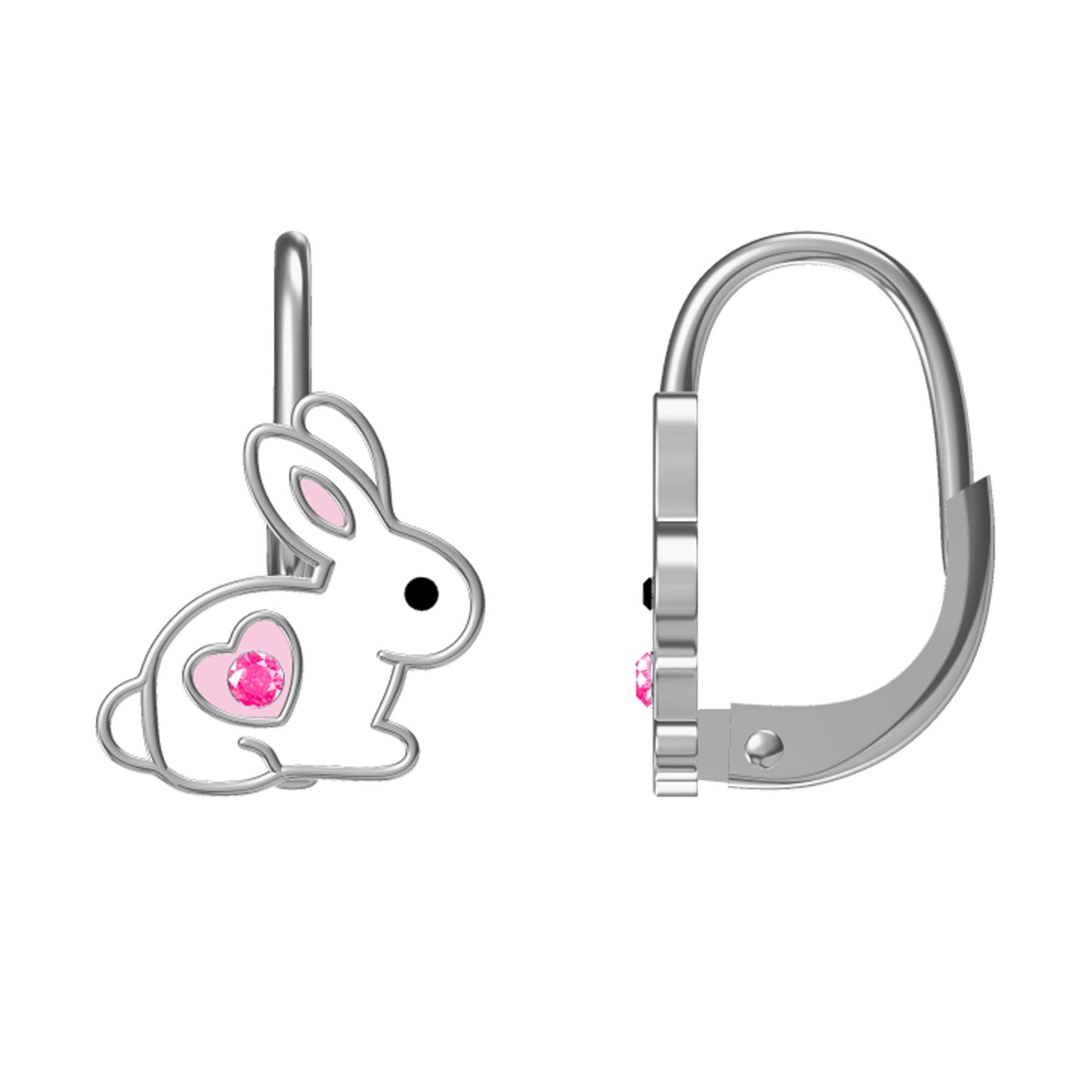 Kinderohrringe Hase rosa Herz 925 Silber