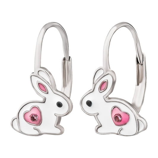 Kinderohrringe Hase rosa Herz 925 Silber