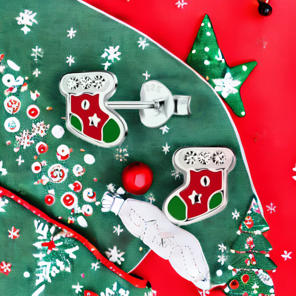 Ohrringe Nikolaus Stiefel 925 Silber Weihnachten