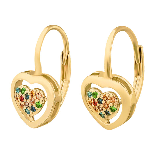 Ohrringe Herz 925 Silber bunte Zirkonia vergoldet