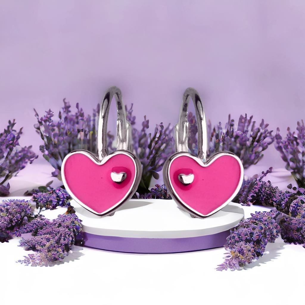 Ohrringe Herz purpur pink 925 Silber