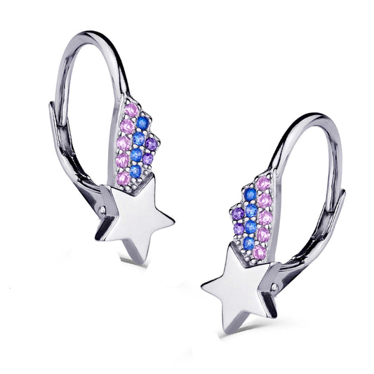 Kinderohrringe bunter Stern 925 Silber