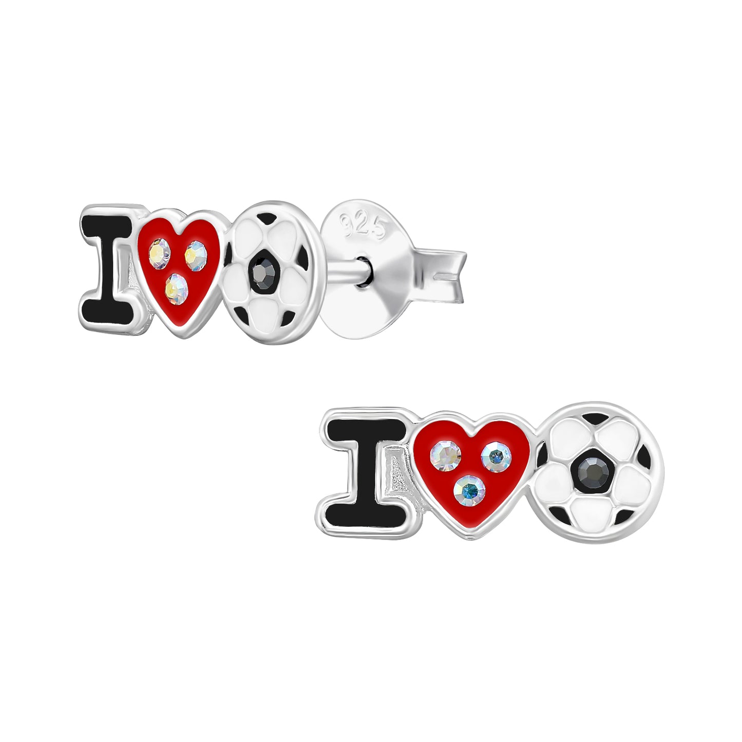 Ohrringe Herz Fussball 925 Silber