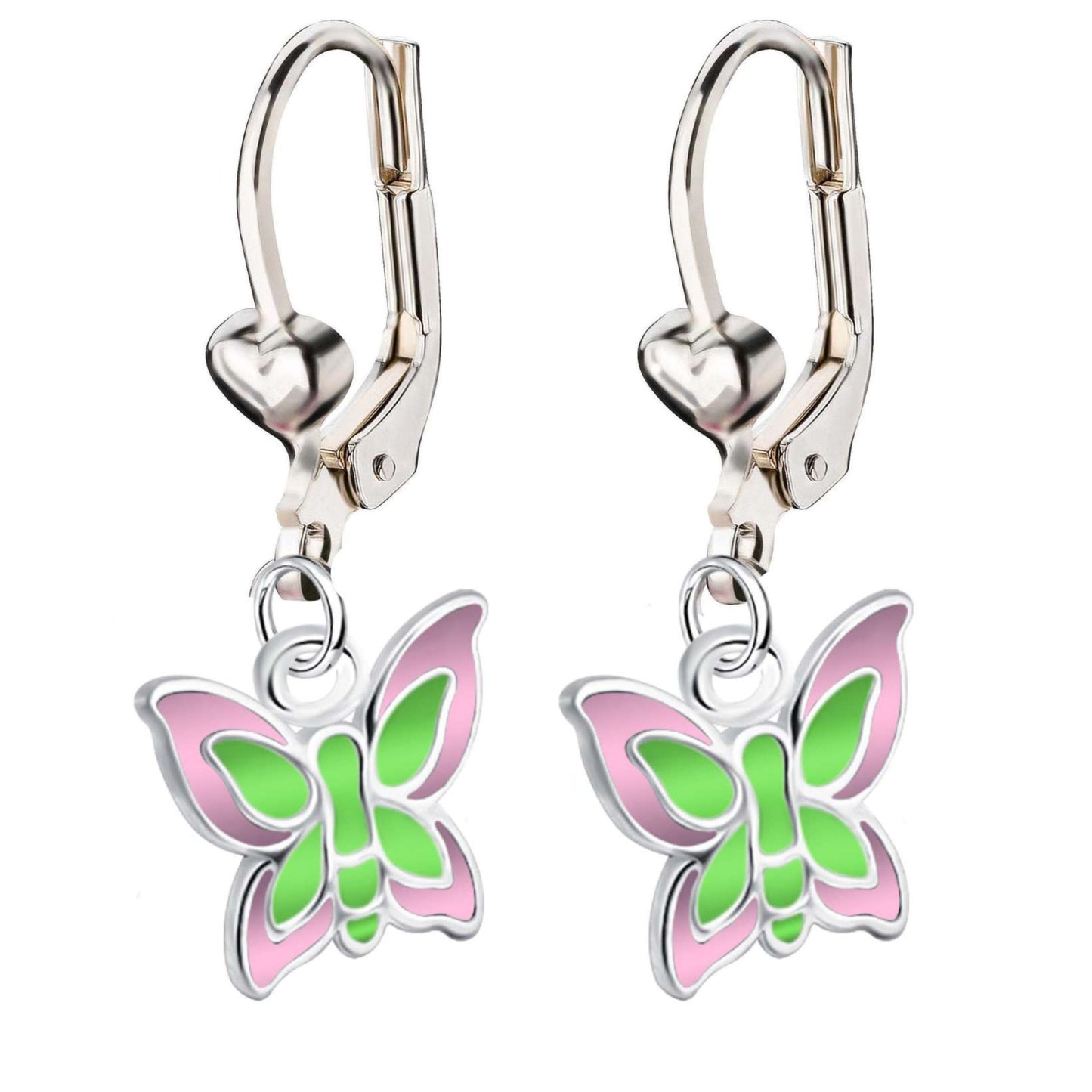 Kinderohrringe Ohrhänger grüner Schmetterling 925 Silber