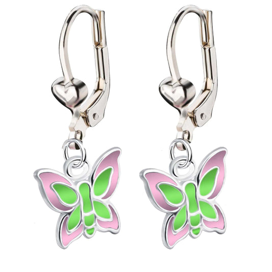 Kinderohrringe Ohrhänger grüner Schmetterling 925 Silber
