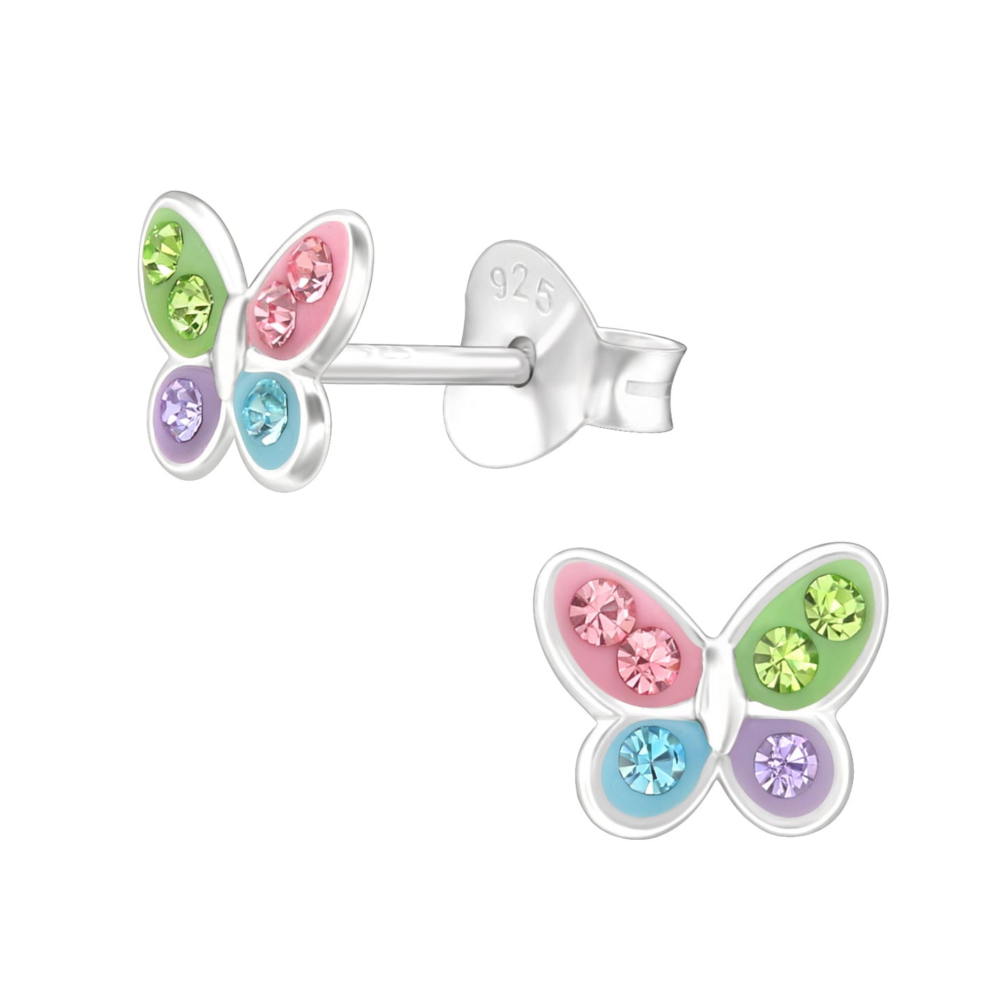 Kinder Ohrringe bunter Schmetterling 925 Silber