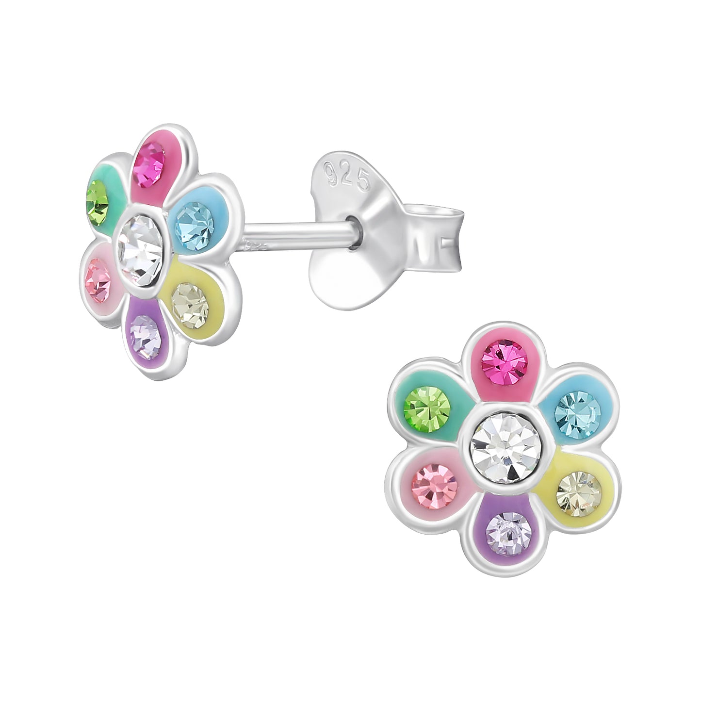 Kinder Ohrringe bunte Blume 925 Silber