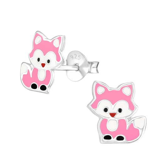 Kinder Ohrringe pinker Fuchs 925 Silber