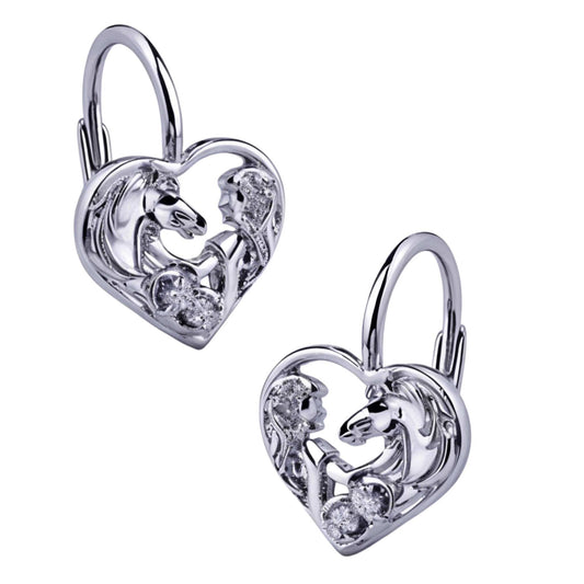 Kinderohrringe Mädchen Pferd Liebe 925 Silber