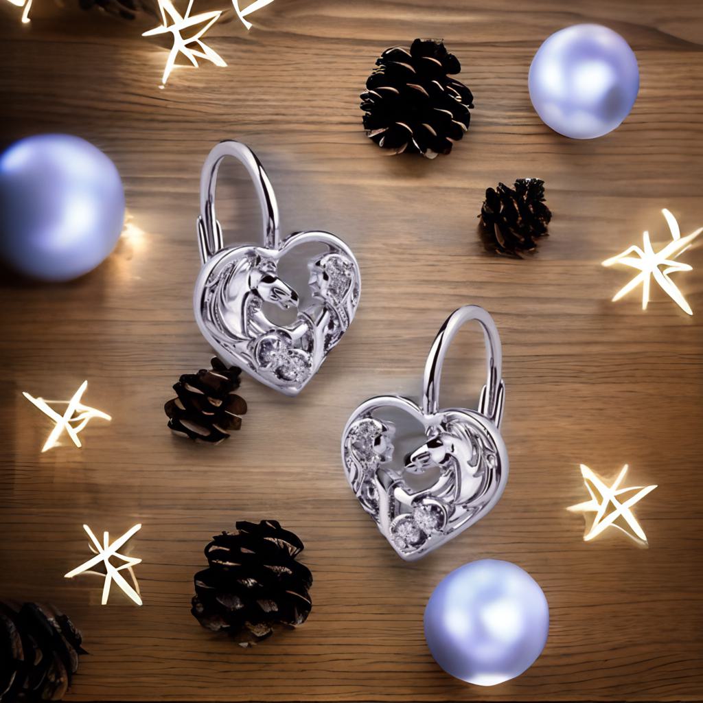 Kinderohrringe Mädchen Pferd Liebe 925 Silber