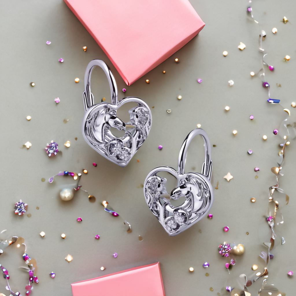 Kinderohrringe Mädchen Pferd Liebe 925 Silber