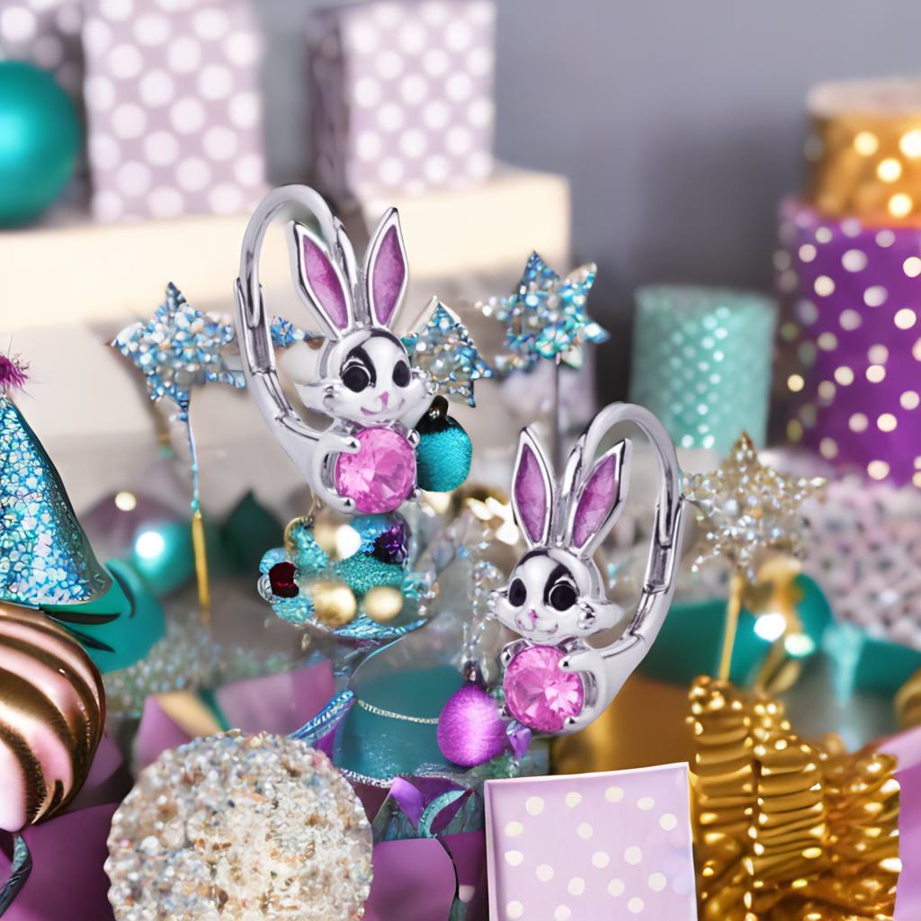 Kinderohrringe pinker Hase 925 Silber Zirkonia
