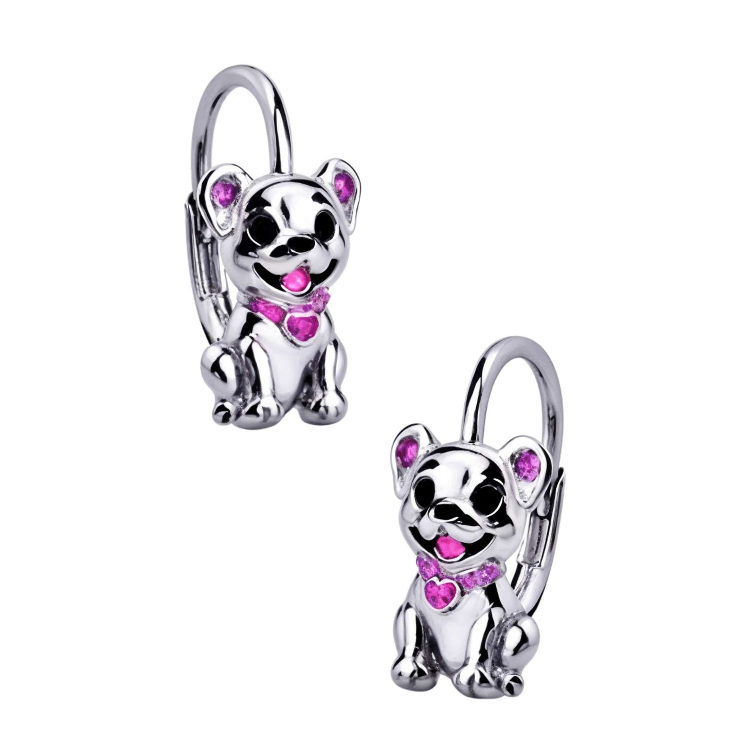 Kinderohrringe Hund pinker Zirkoniastein 925 Silber