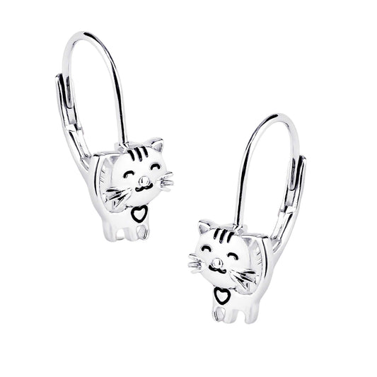 Kinderohrringe funny Katze 925 Silber