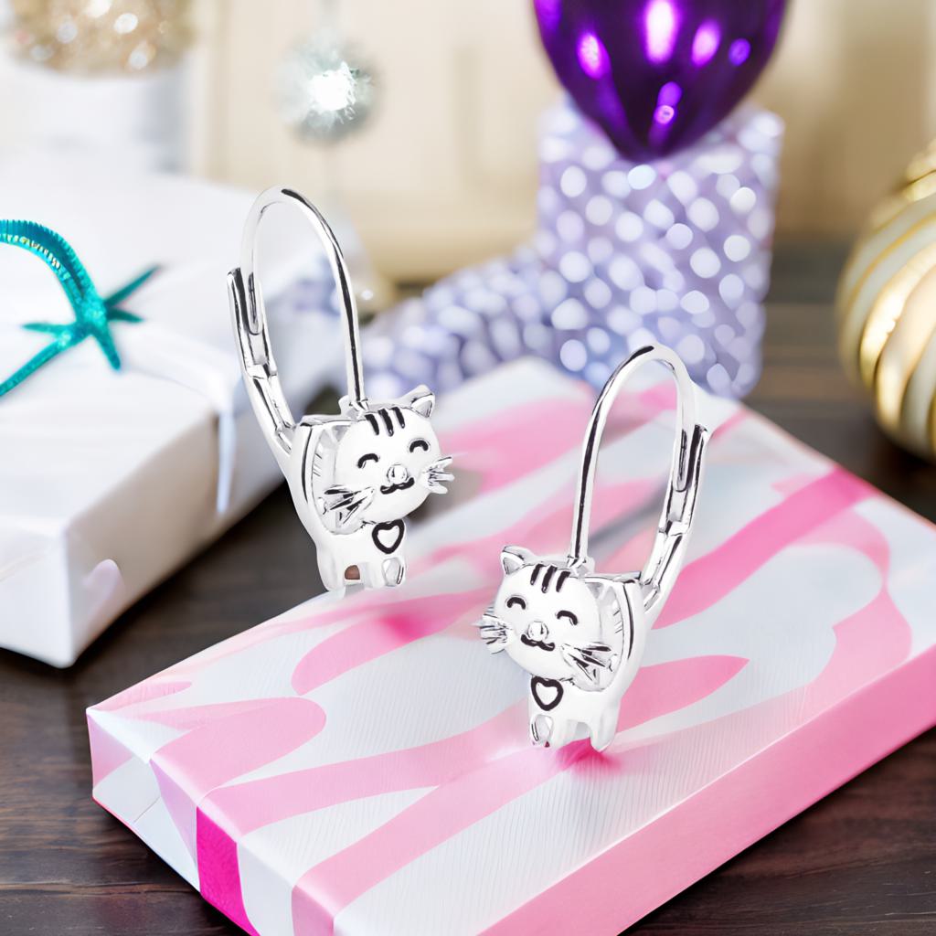 Kinderohrringe funny Katze 925 Silber