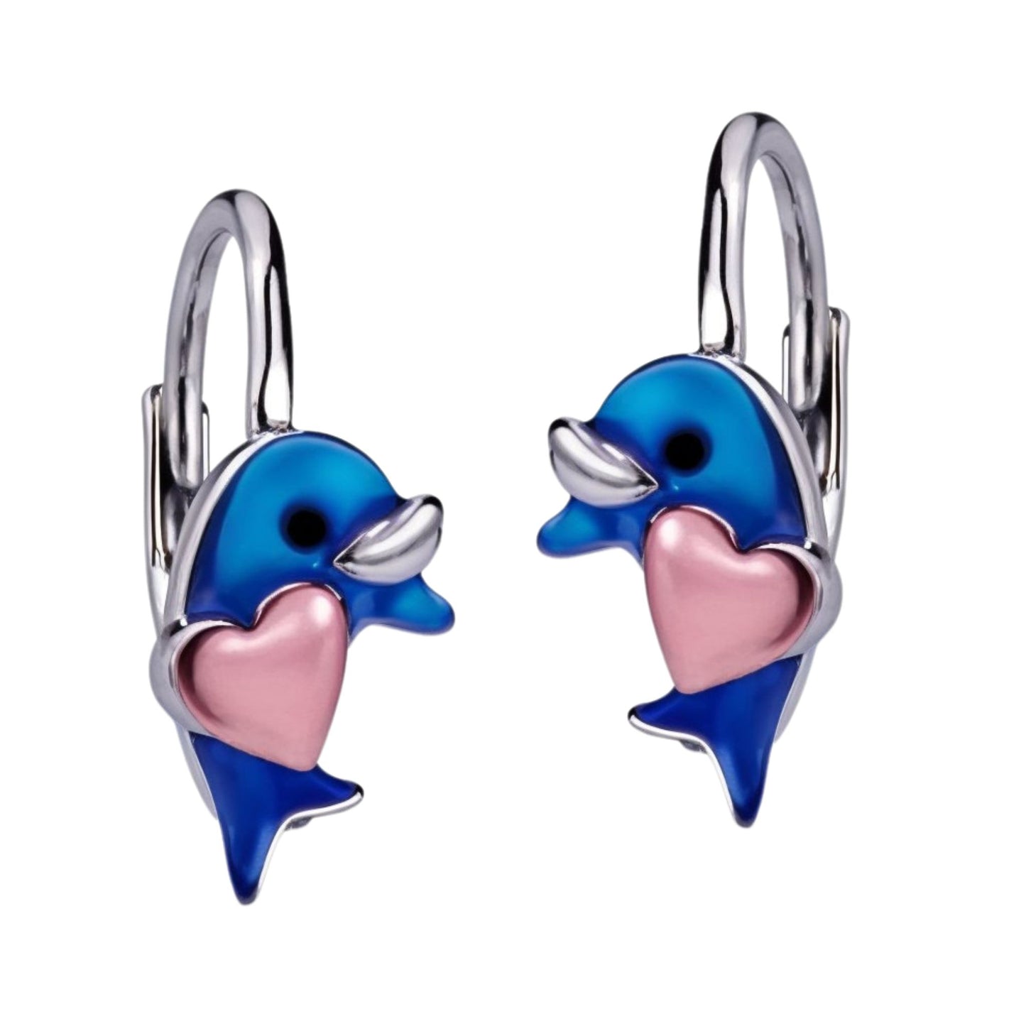 Kinderohrringe Delfin Herz rosegold 925 Silber