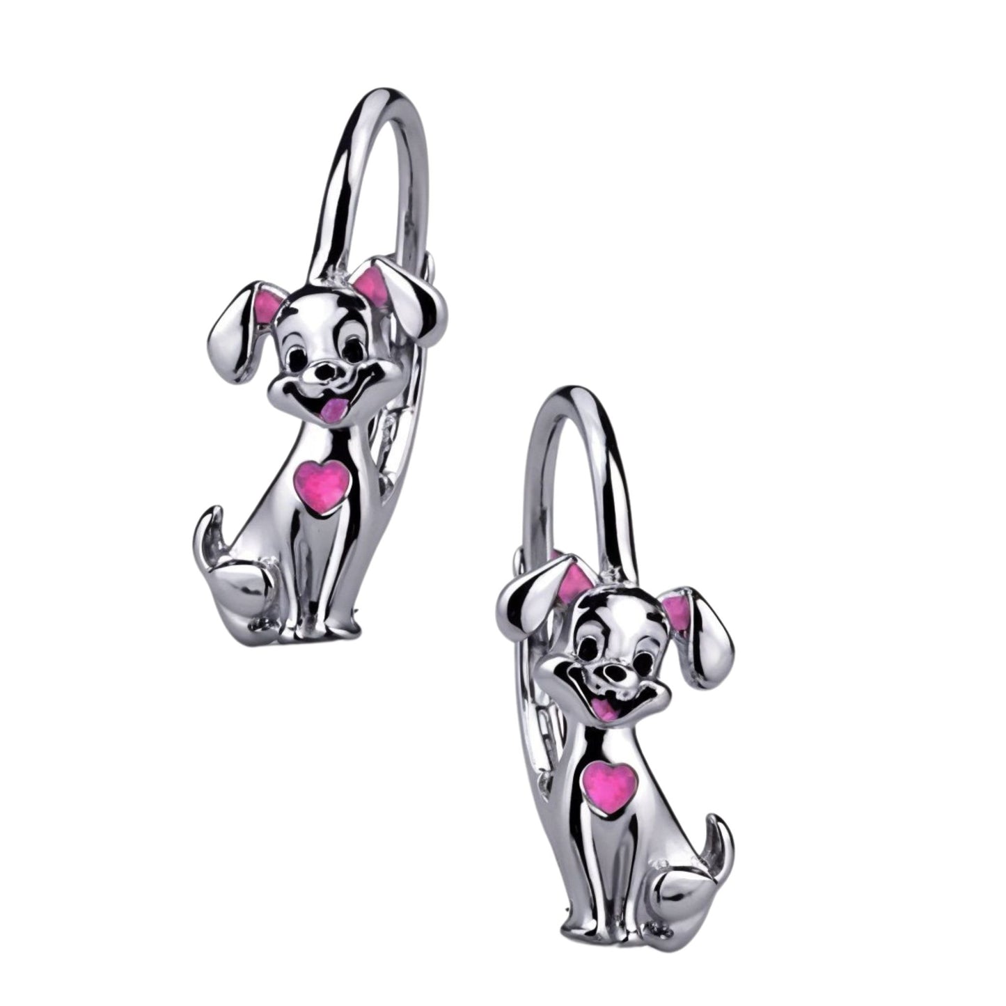 Kinderohrringe Hund Herz rosegold 925 Silber