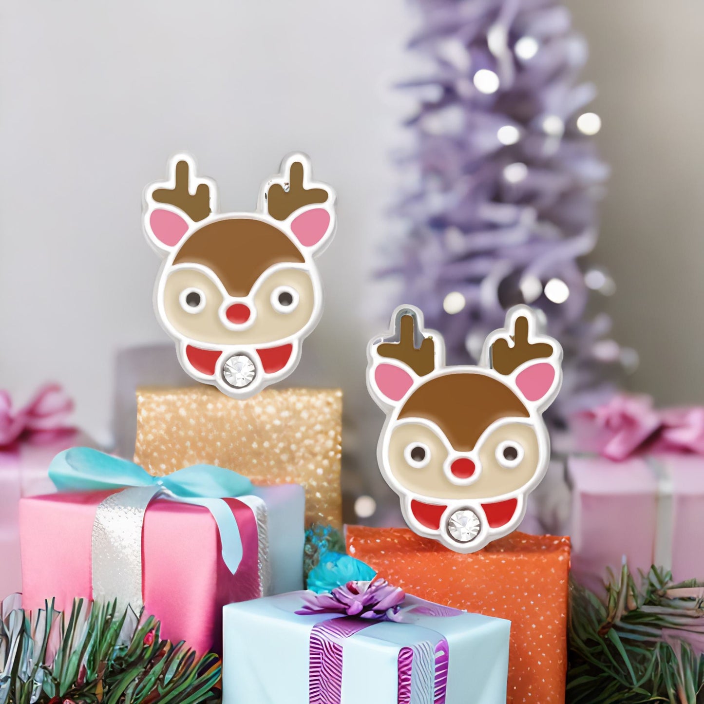 Kinder Ohrringe Rentier Mo Weihnachten 925 Silber