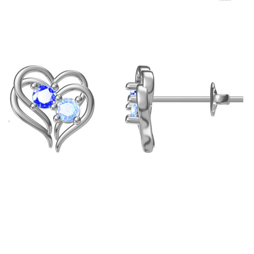 Ohrringe Herz Zirkoniastein blau 925 Silber