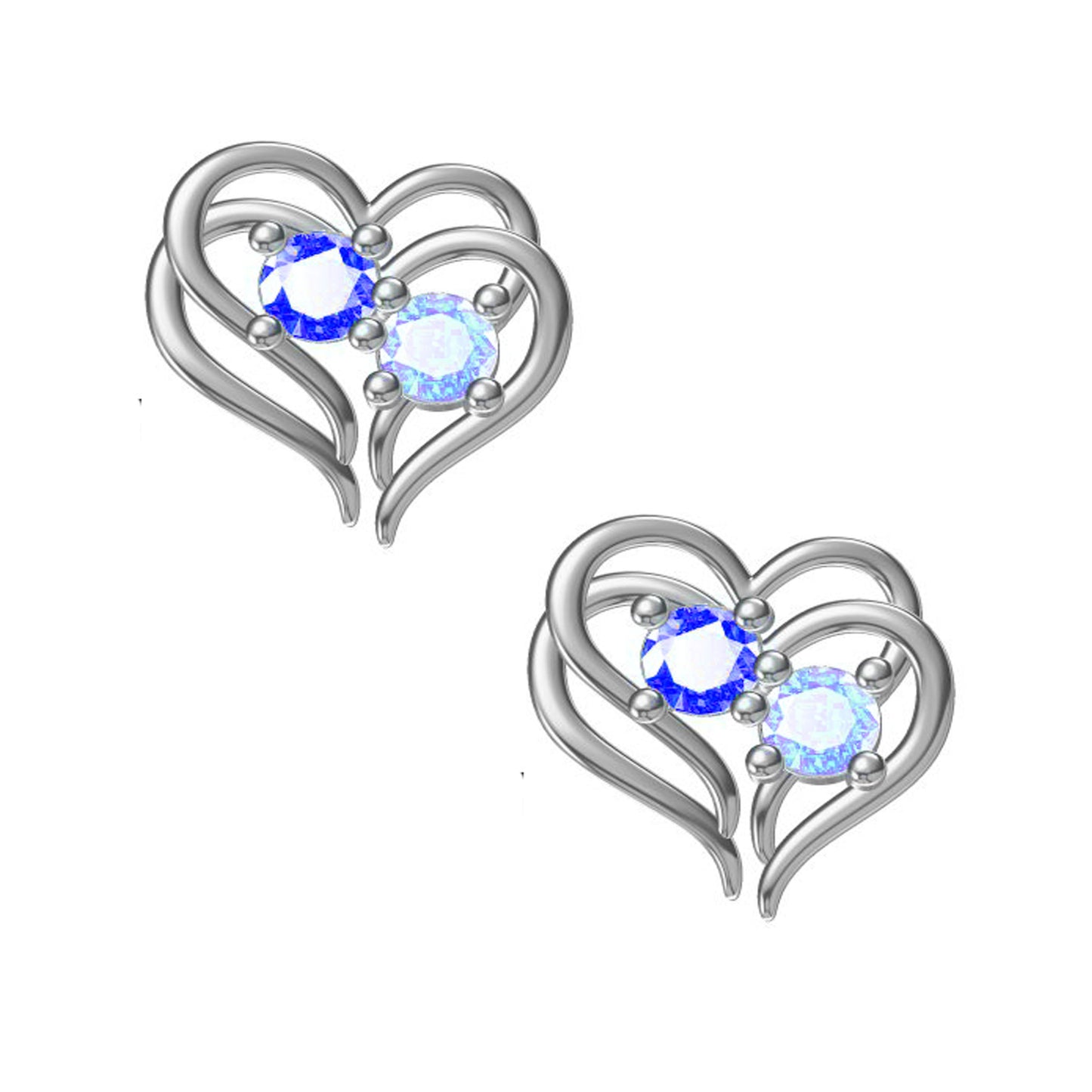 Ohrringe Herz Zirkoniastein blau 925 Silber
