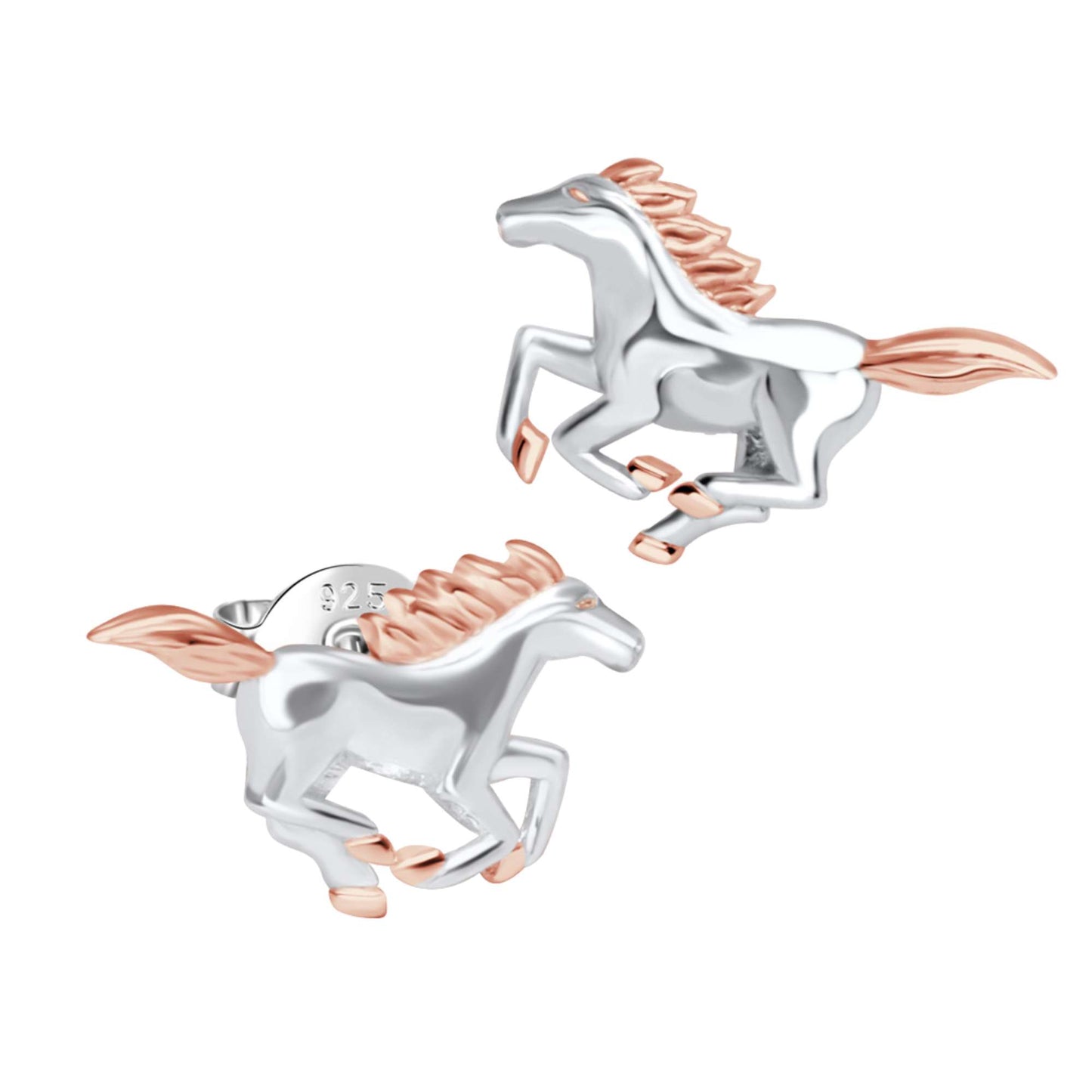 Ohrringe Pferd 925 Silber mit Rosegold