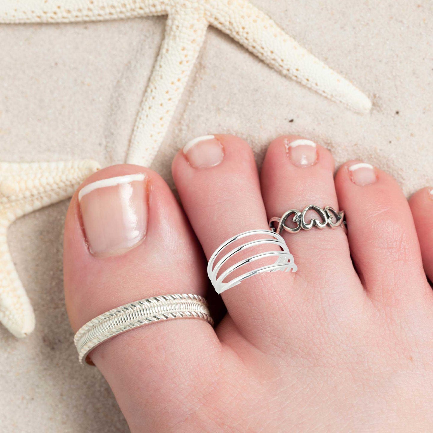 Zehenring Zehring vier Ringschienen 925 Silber