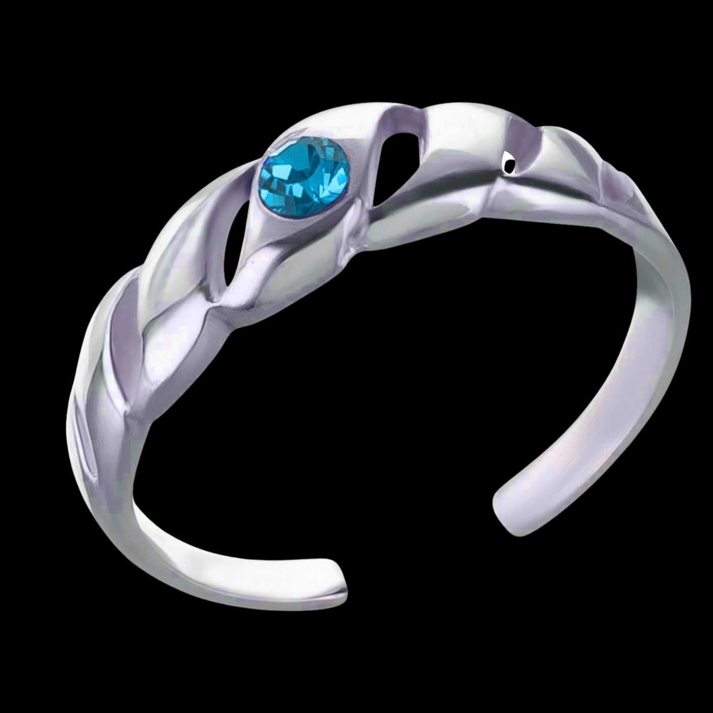 Zehenring Zehring Kristall blau 925 Silber