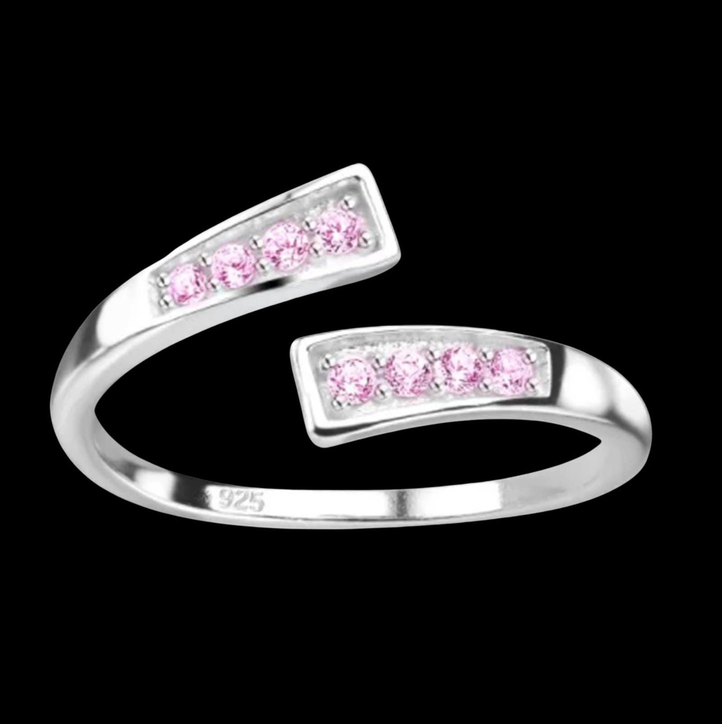 Zehenring Zehring rosa Zirkonia Kristalle 925 Silber