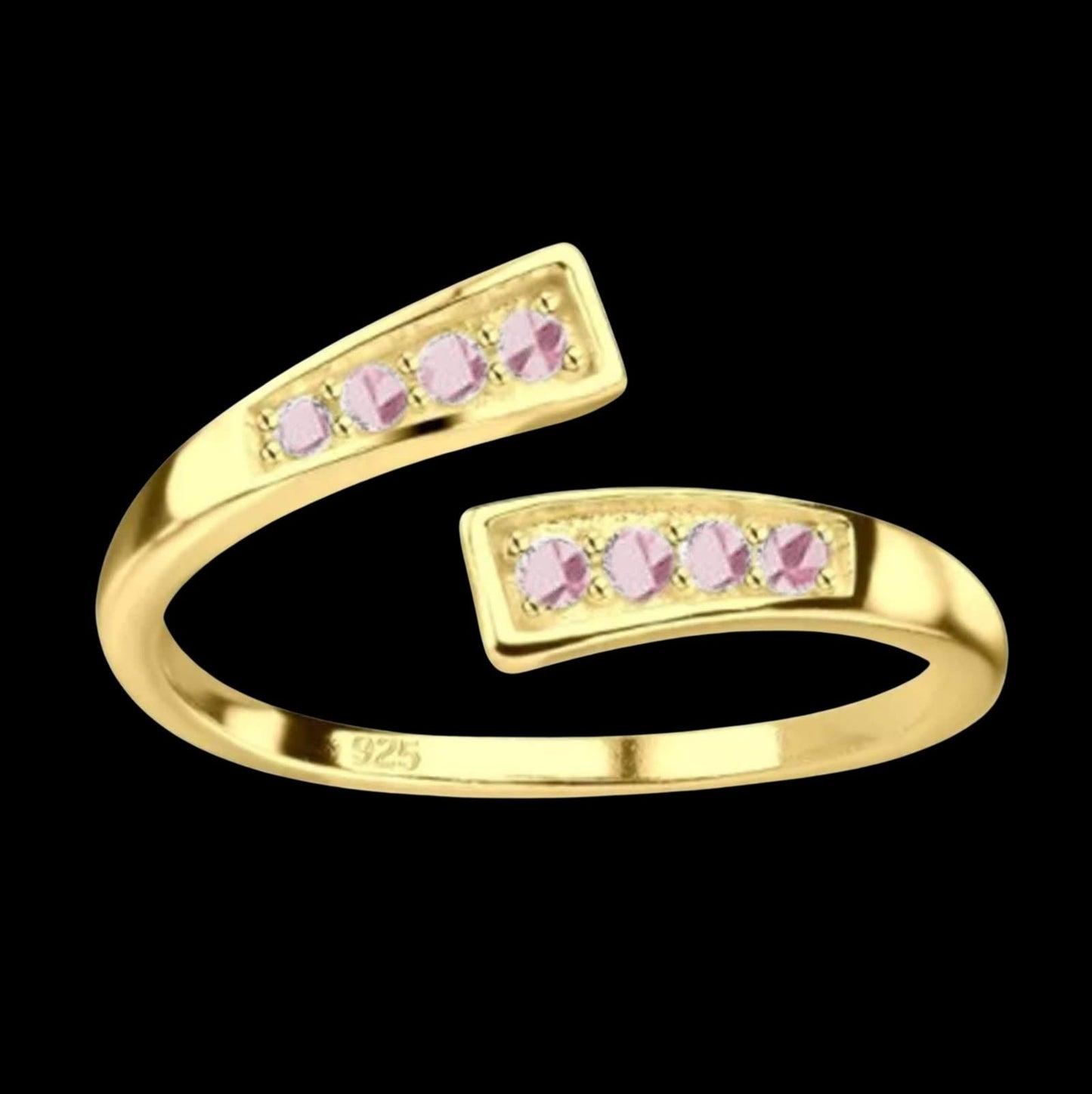 Zehenring Zehring rosa Zirkonia Kristalle 925 Silber vergoldet