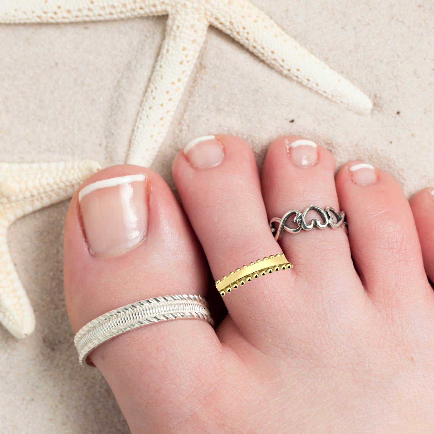 Zehenring Zehring Zeh Ring schmal breit 925 Silber vergoldet