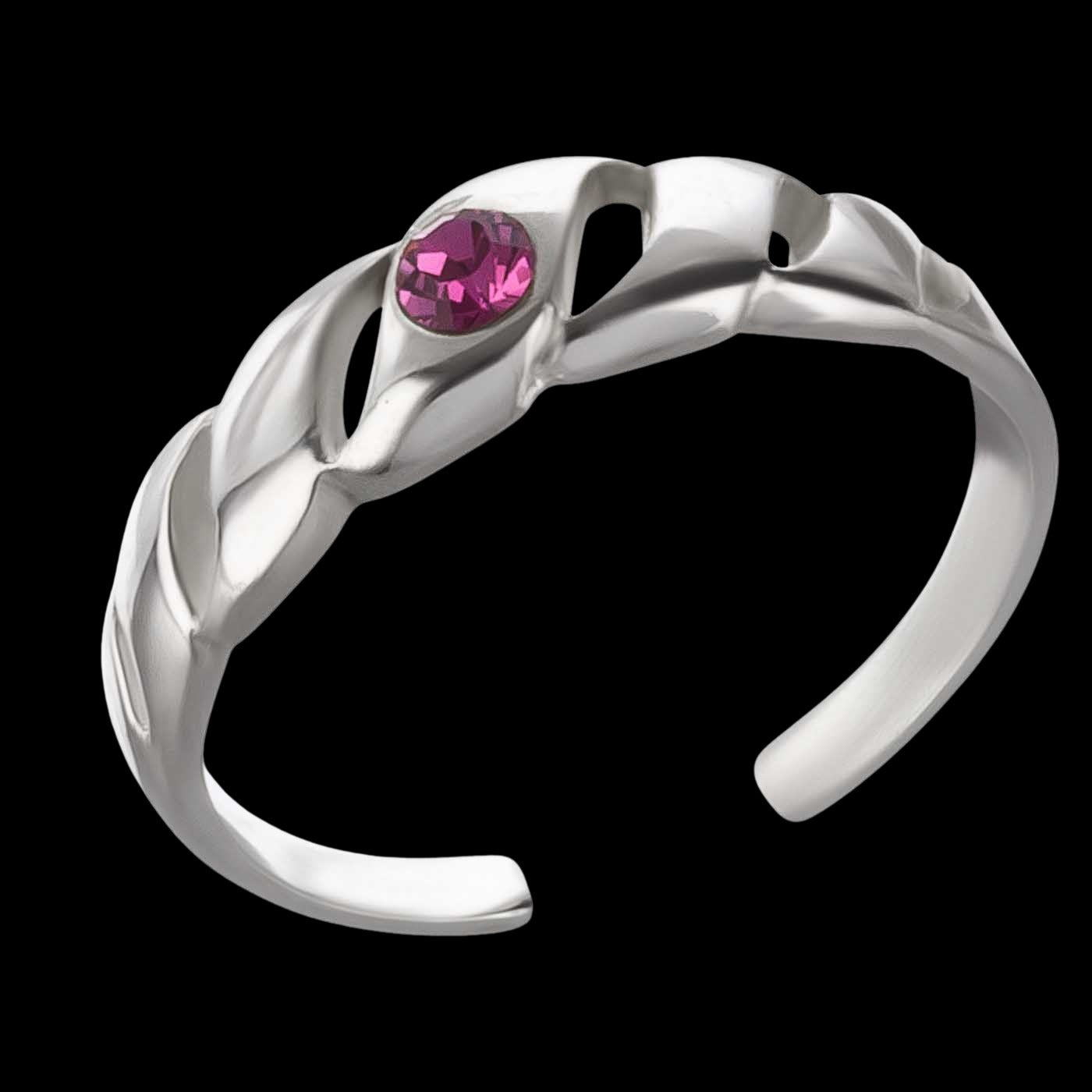 Zehenring Zehring pinker Kristall 925 Silber