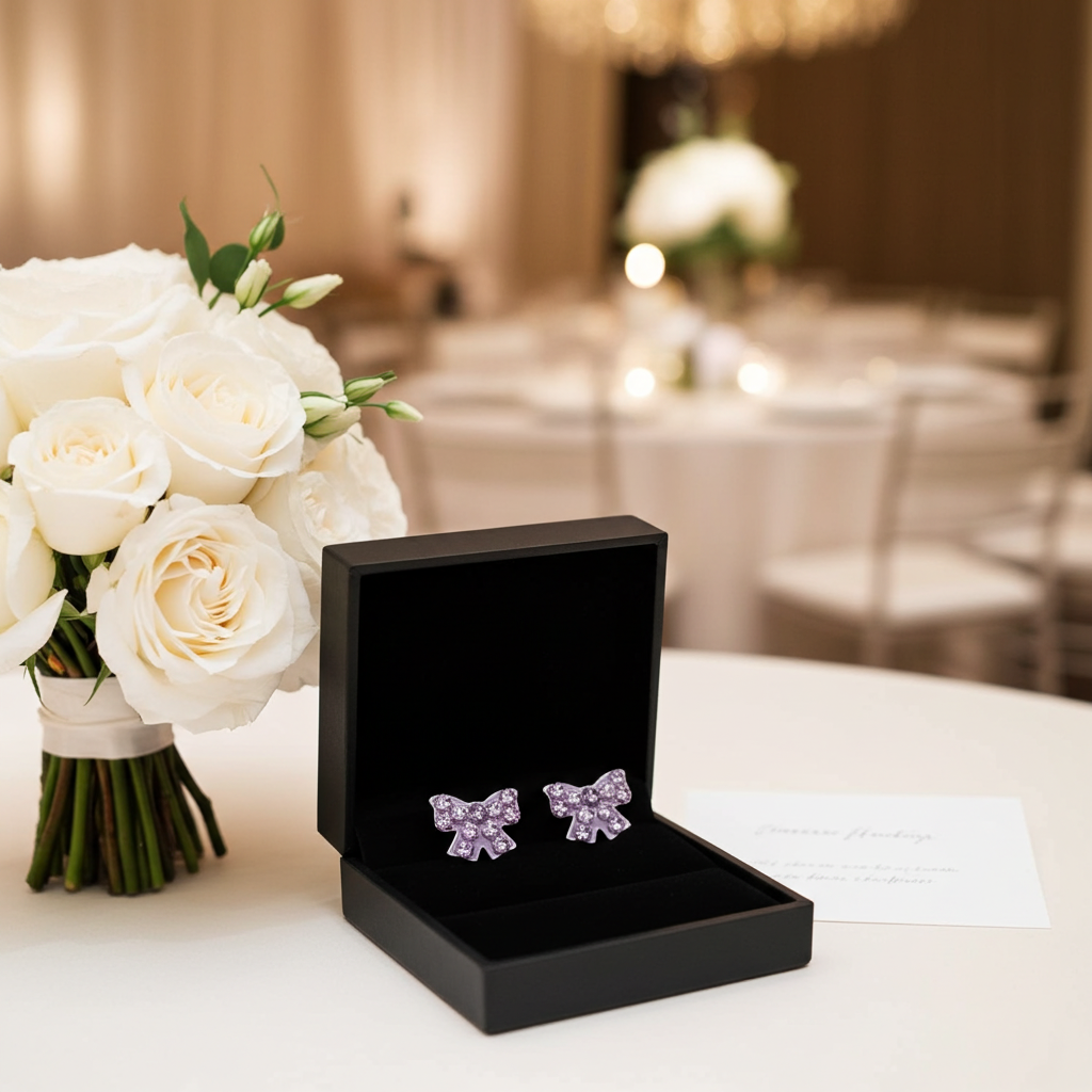 Ohrstecker lila Schleife 925 Silber Kinder