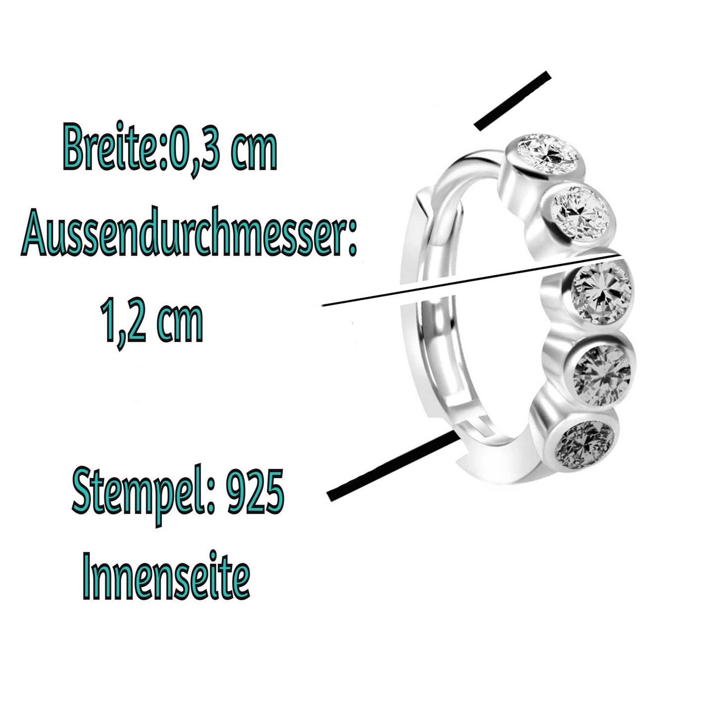 Ohrringe Creolen 925 Silber vergoldet Zirkonia Zirkon