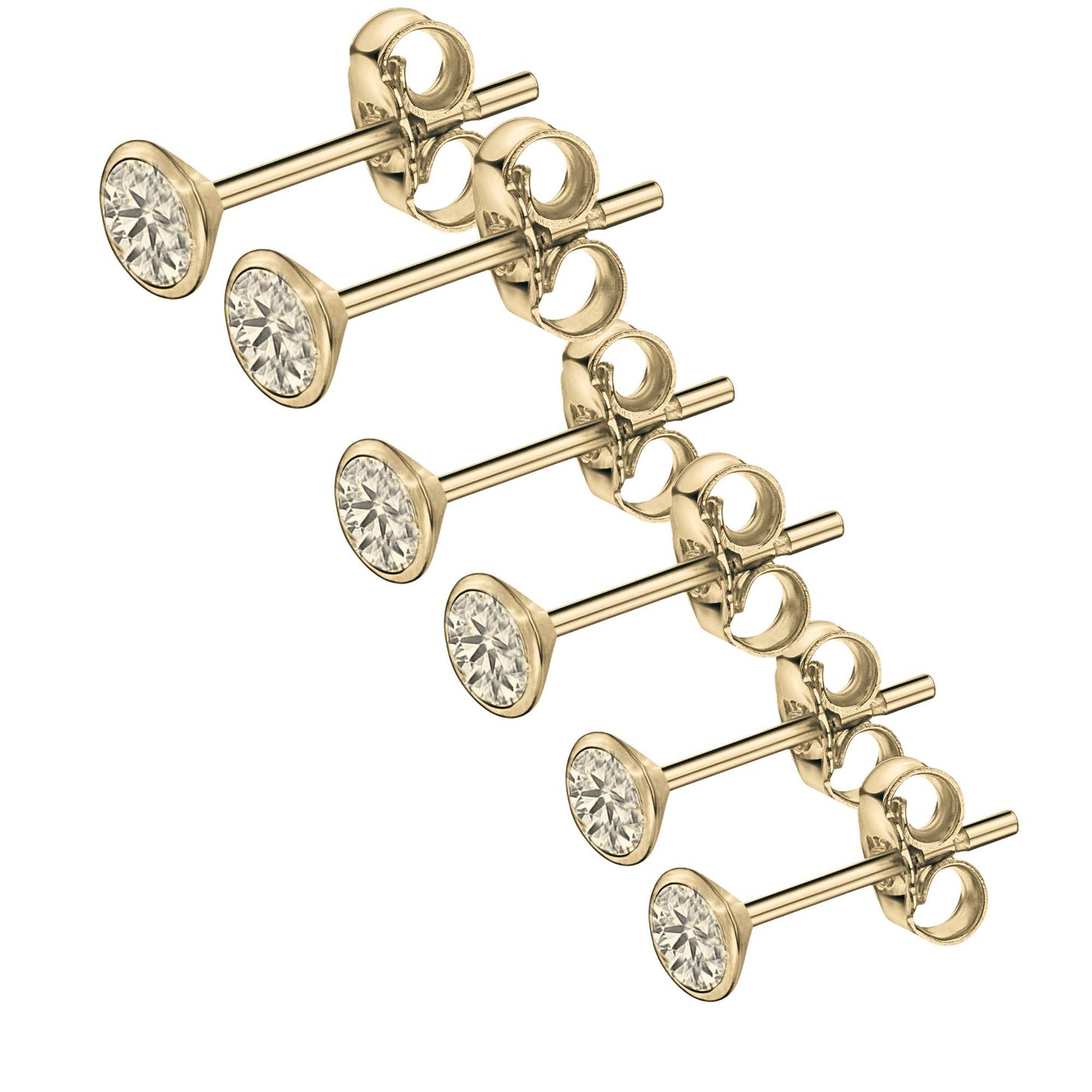 3 Paar Ohrringe Zirkonia 925 Silber vergoldet