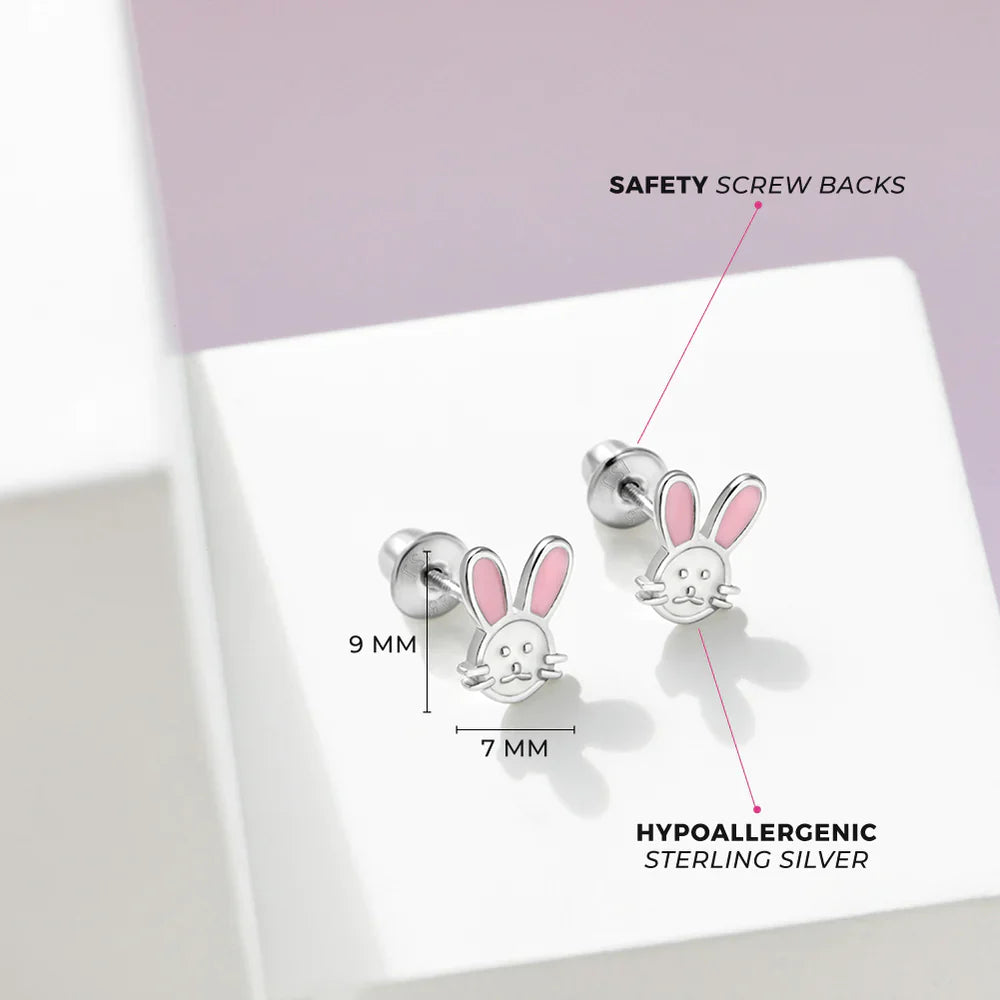 Ohrringe Hase Ostern 925 Silber Schraubverschluss 7x8 mm