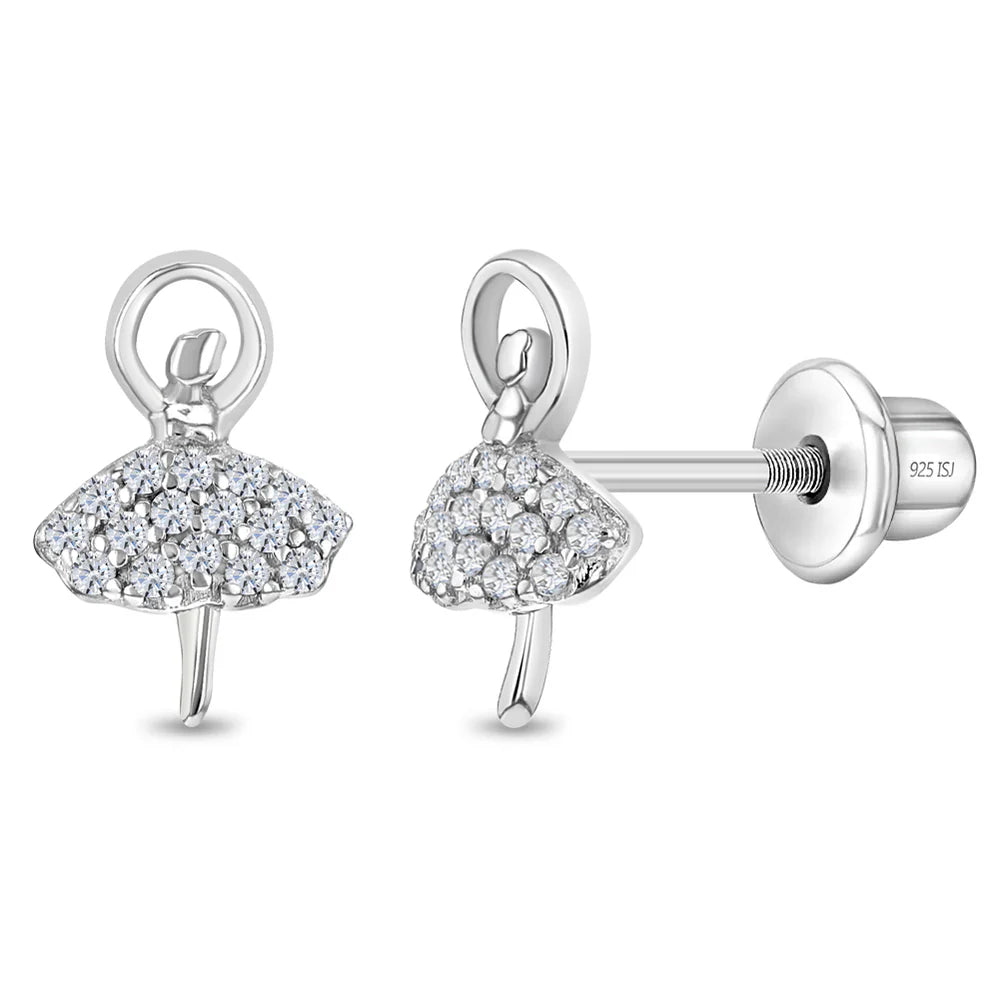 Ohrringe Ballerina Zirkonia 925 Silber Schraubverschluss