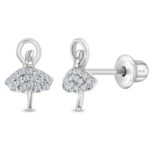 Ohrringe Ballerina Zirkonia 925 Silber Schraubverschluss