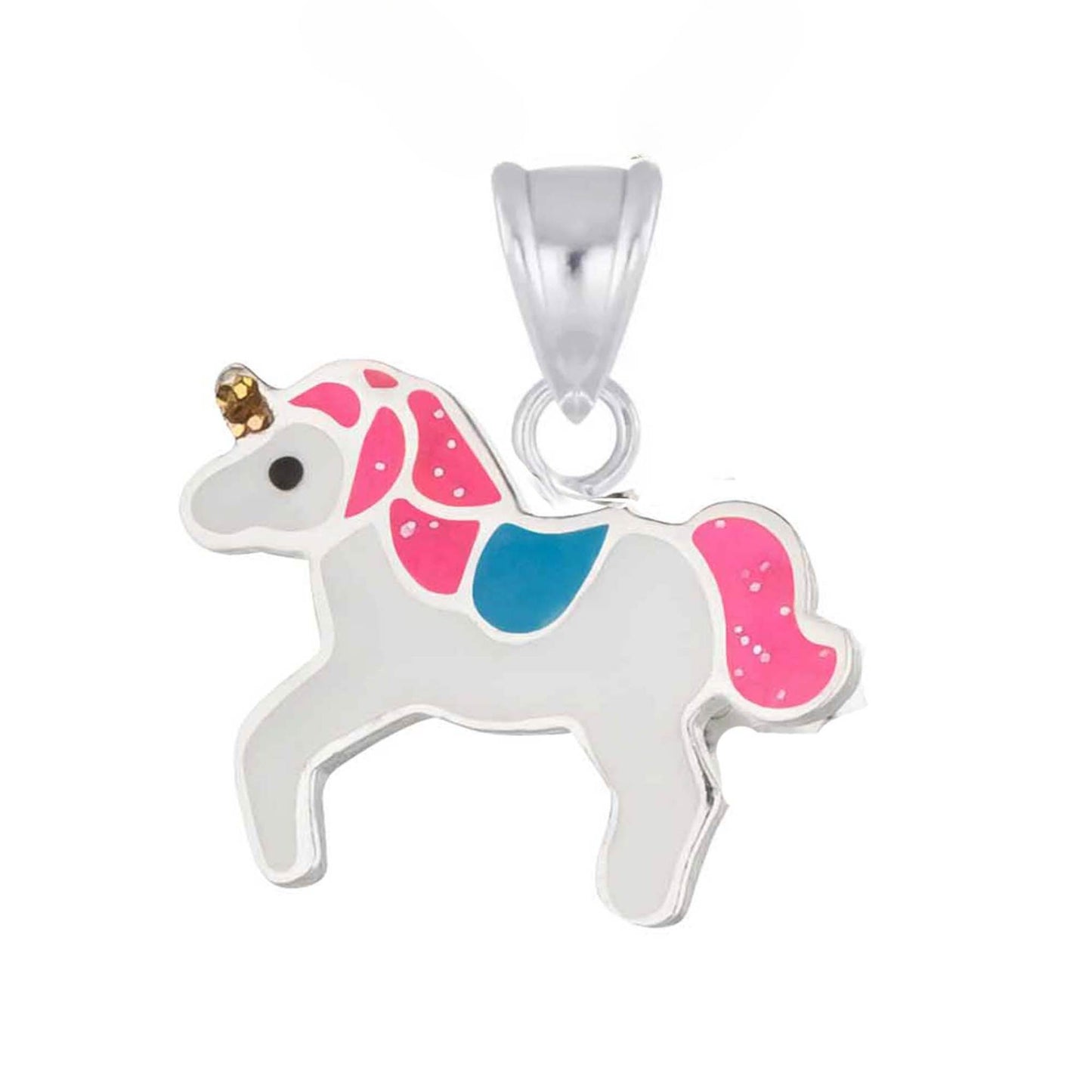Kinder Anhänger Einhorn 925 Silber bunte Farben