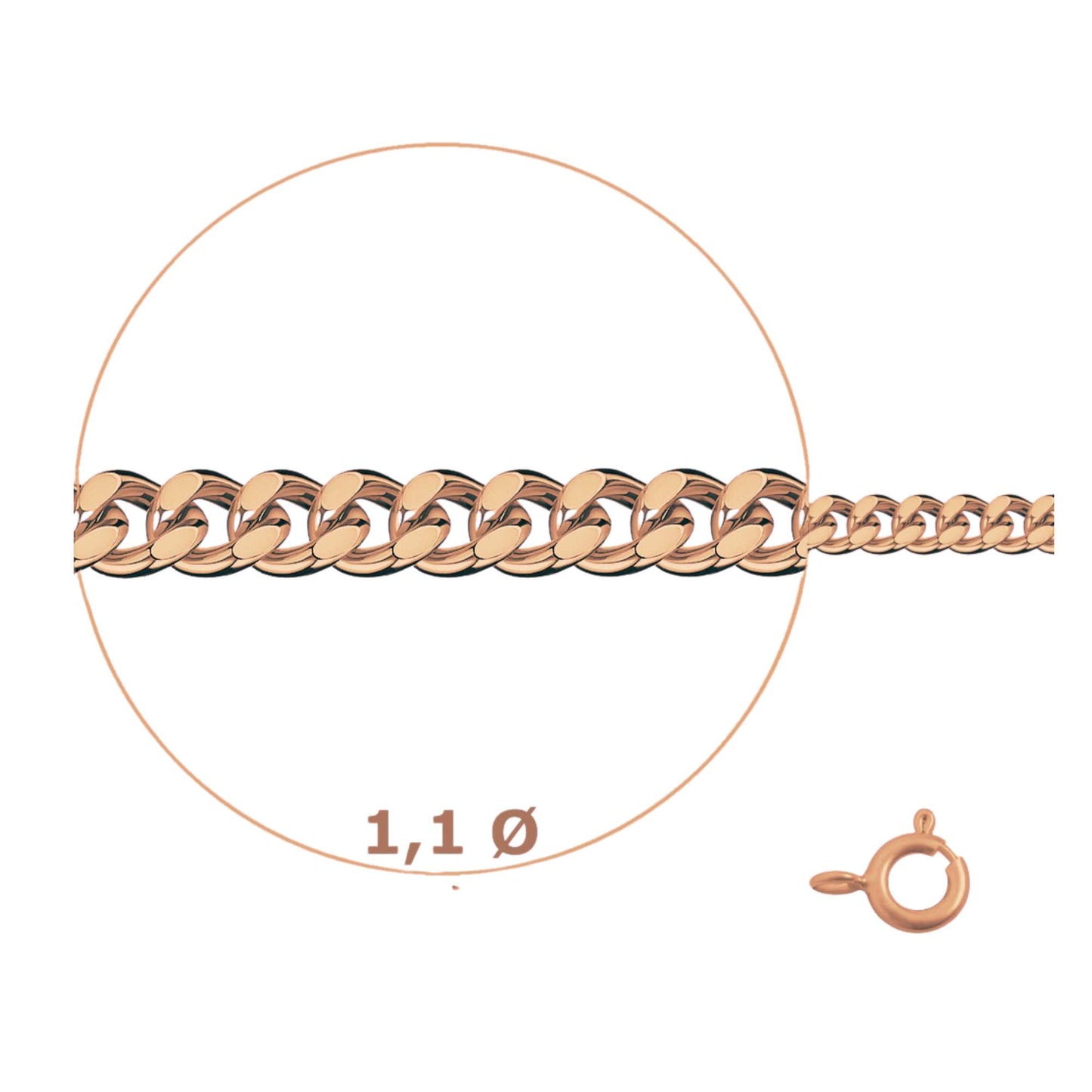 Kette Panzerkette  Rosegold 1.1 mm 925 Silber Rosegold