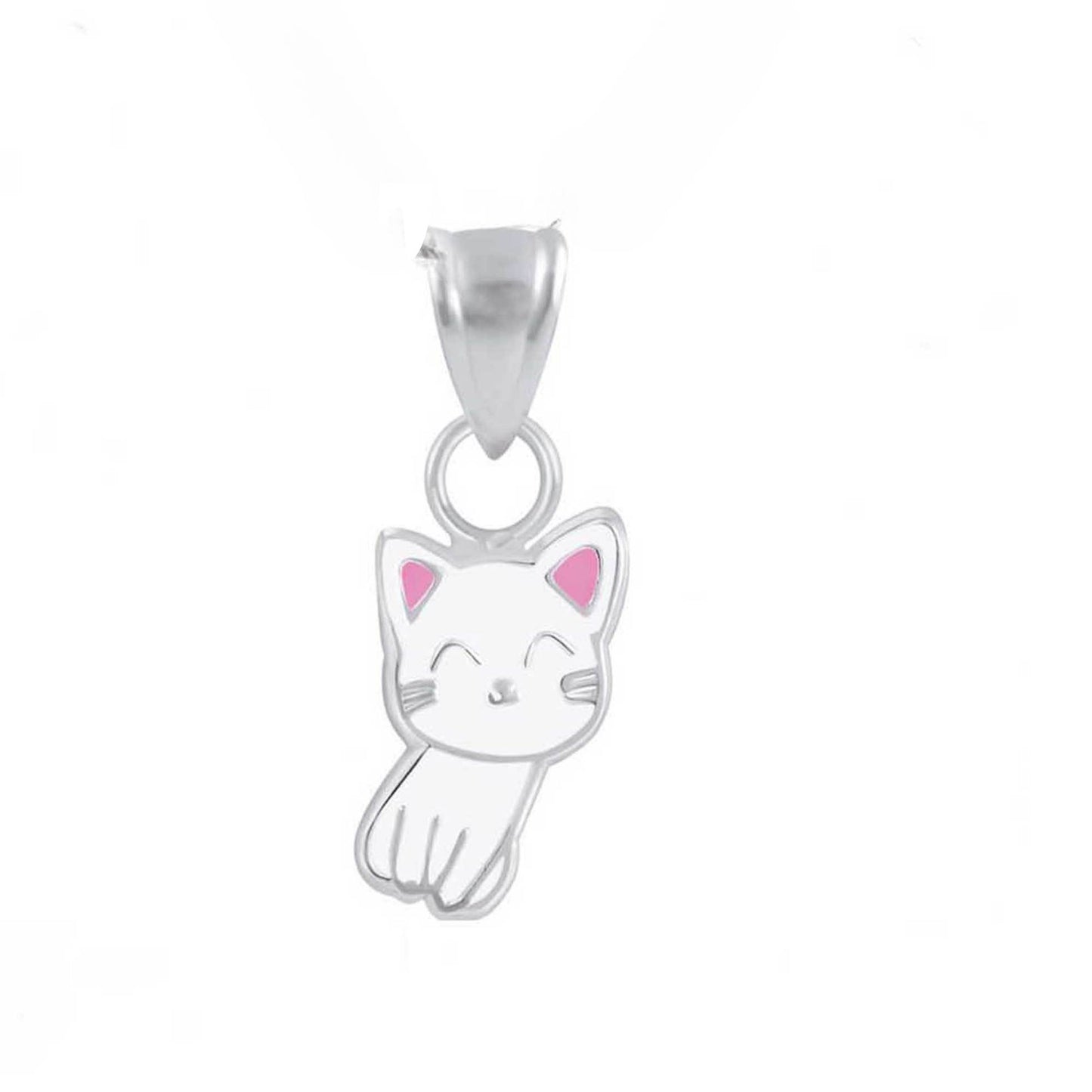 Kinder Anhänger weisse Katze 925 Silber