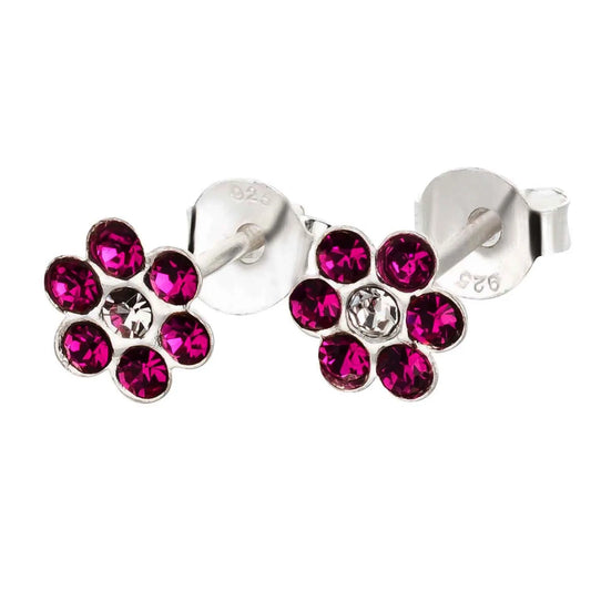 Kinderohrringe fuchsia Blume 925 Silber