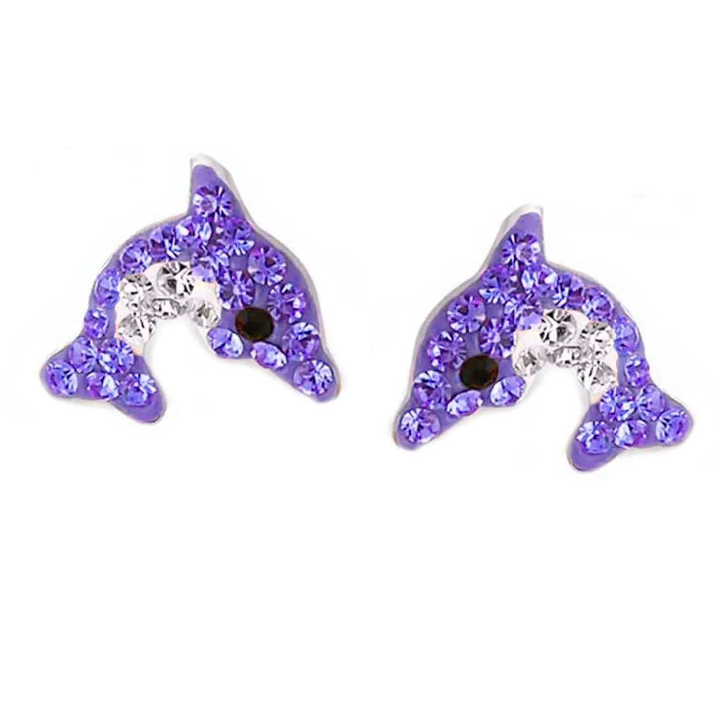 Kinderohrringe Delfin 925 Silber Kristalle Lila