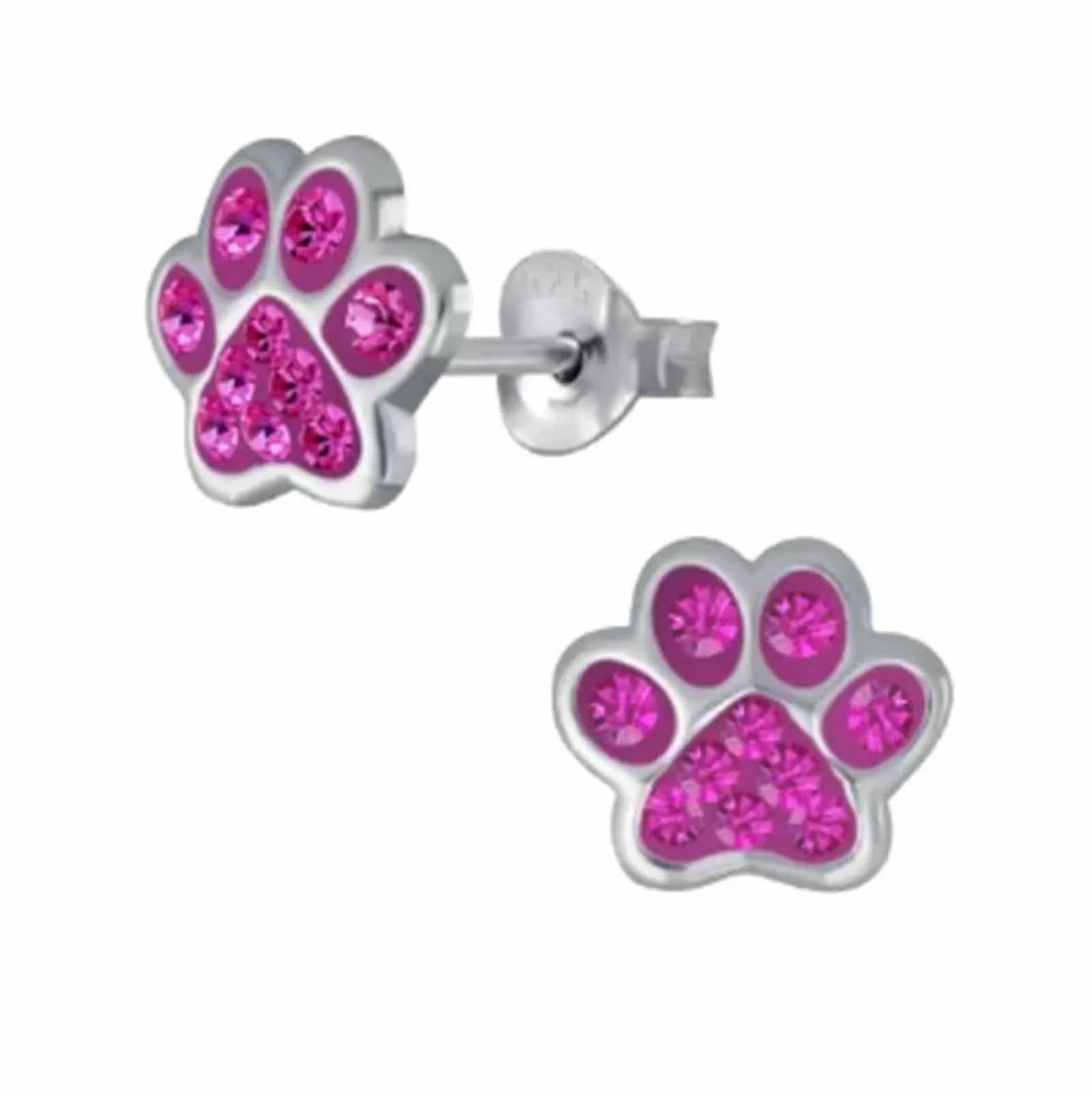 Kinderohrringe pinke Pfote 925 Silber